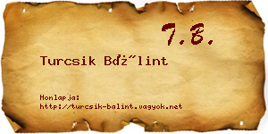 Turcsik Bálint névjegykártya